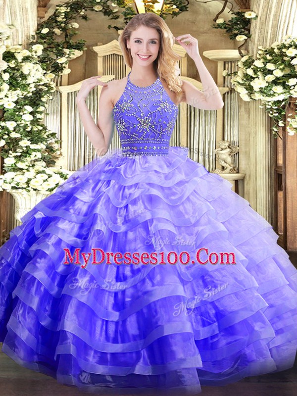 Super Floor Length Ball Gowns Sleeveless Lavender Quinceanera Gowns Zipper
