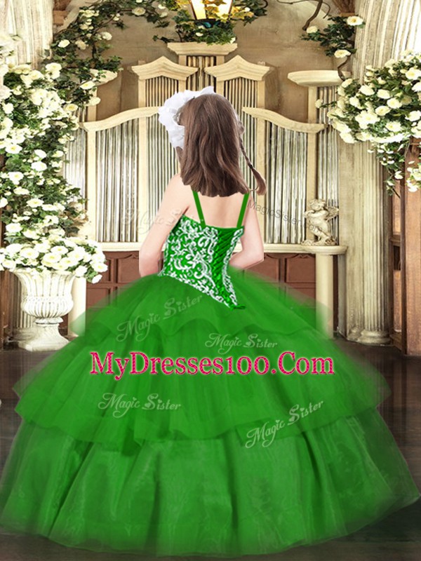 Brown Sleeveless Organza Lace Up Pageant Gowns For Girls for Party and Quinceanera