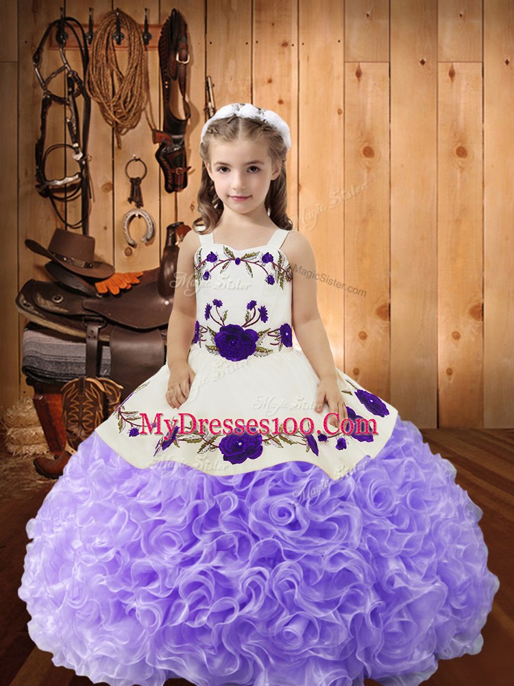 Sleeveless Embroidery and Ruffles Lace Up Pageant Dress Toddler