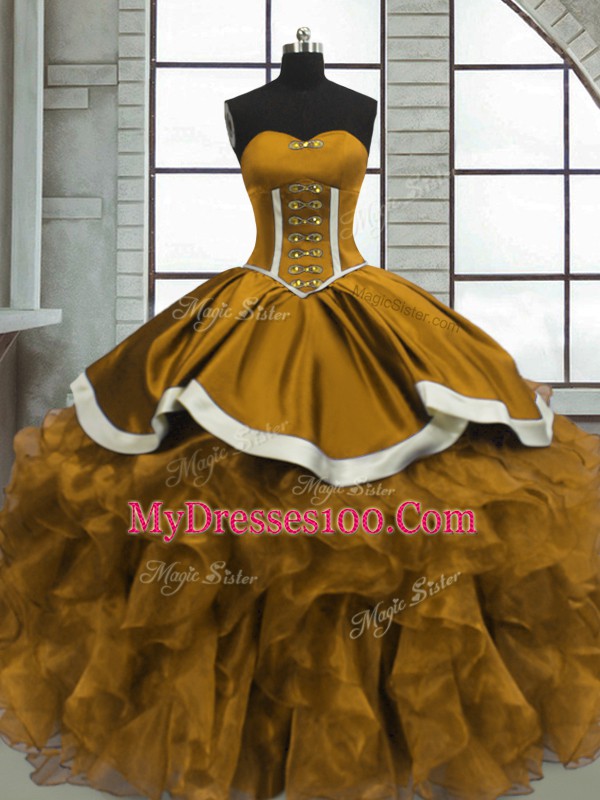 Glamorous Sweetheart Sleeveless Organza 15 Quinceanera Dress Beading and Ruffles Lace Up