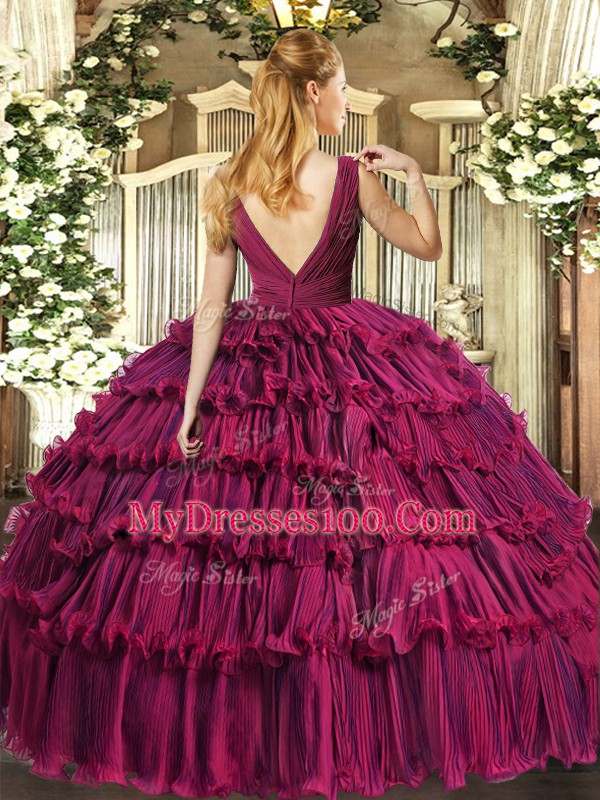 Designer Teal Sweet 16 Quinceanera Dress Sweet 16 and Quinceanera with Beading and Ruffled Layers V-neck Sleeveless Backless