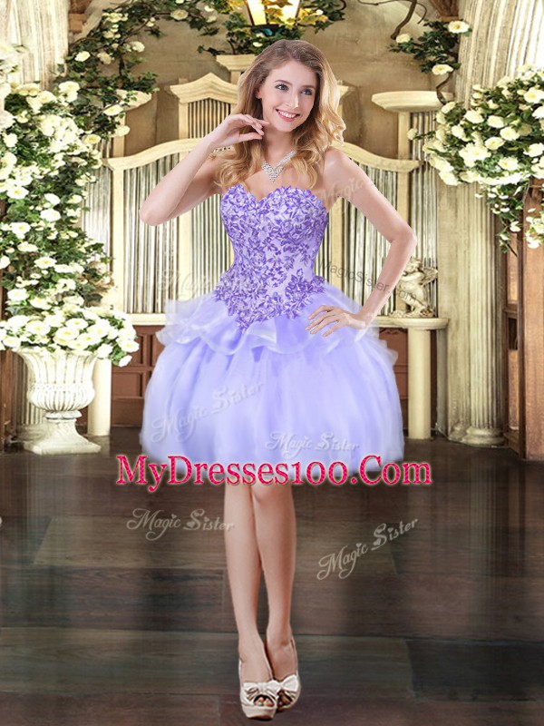 Classical Sleeveless Appliques Lace Up Dress for Prom