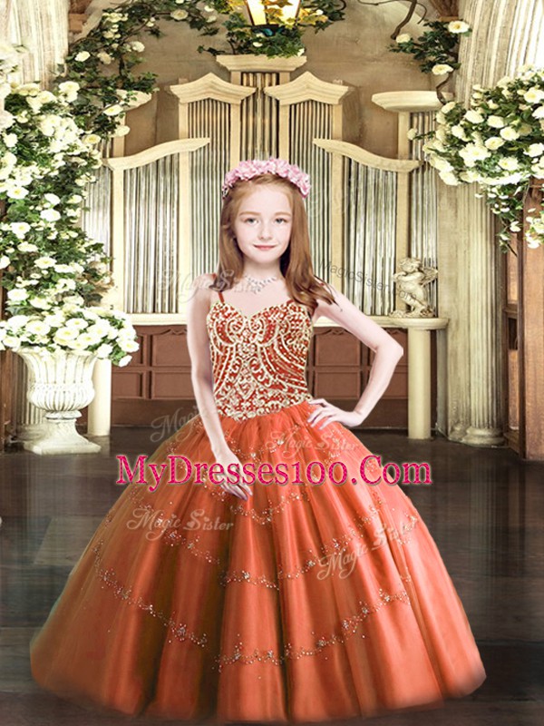 On Sale Tulle Sleeveless Floor Length Winning Pageant Gowns and Beading