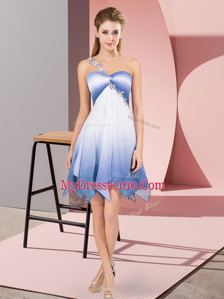 Perfect Multi-color One Shoulder Neckline Beading Sleeveless Lace Up