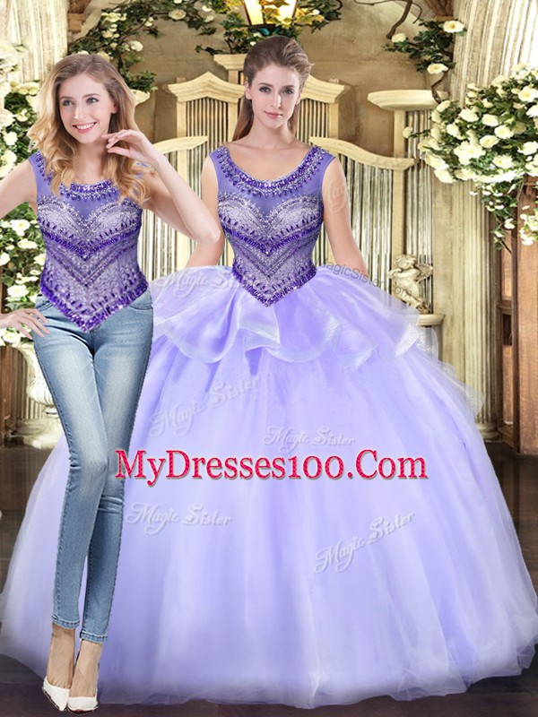 Best Selling Floor Length Ball Gowns Sleeveless Lavender Quinceanera Dresses Lace Up