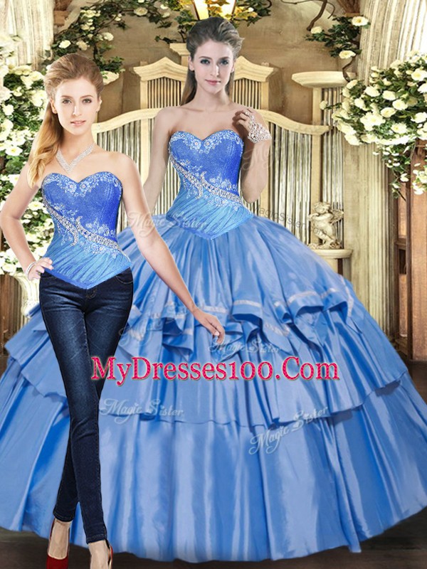 Fantastic Sleeveless Lace Up Floor Length Beading and Ruffled Layers Sweet 16 Quinceanera Dress