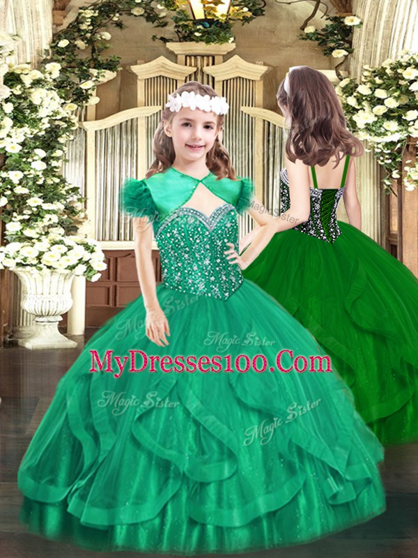 New Style Organza Sweetheart Sleeveless Lace Up Beading and Ruffles Quince Ball Gowns in Turquoise