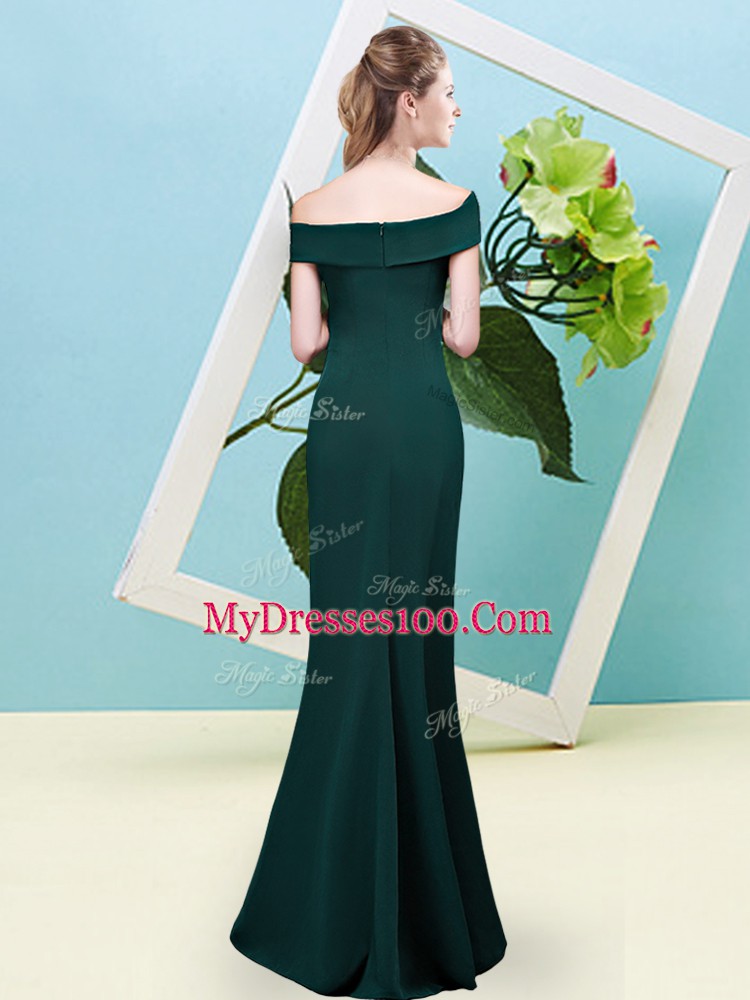 Captivating Burgundy Mermaid Ruching Vestidos de Damas Zipper Elastic Woven Satin Sleeveless Floor Length