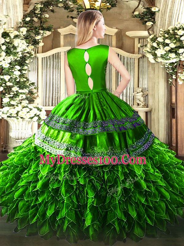Floor Length Fuchsia Quinceanera Dress Scoop Sleeveless Clasp Handle