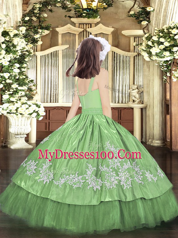 Popular Wine Red Ball Gowns Beading and Appliques Custom Made Pageant Dress Zipper Taffeta Sleeveless Floor Length