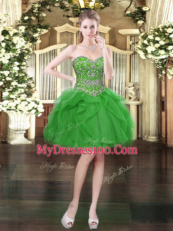 Fashionable Floor Length Green Quinceanera Dresses Sweetheart Sleeveless Lace Up