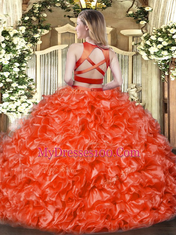 Sleeveless Criss Cross Floor Length Ruffles Quinceanera Dresses