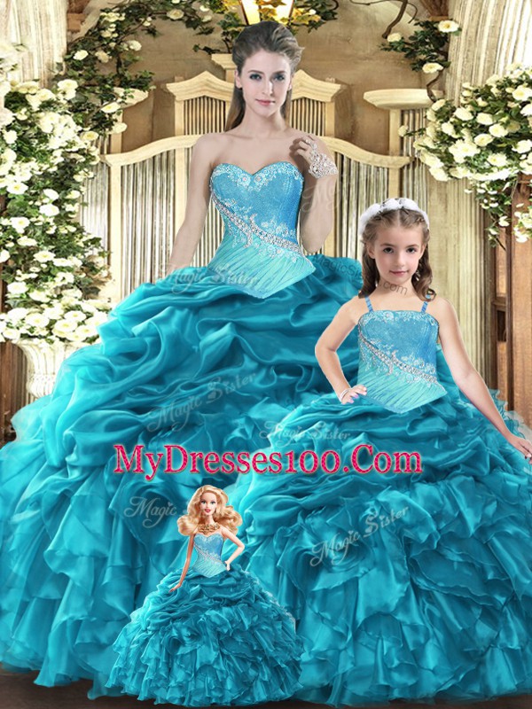 Shining Sleeveless Lace Up Floor Length Beading and Ruffles and Ruching and Pick Ups Vestidos de Quinceanera