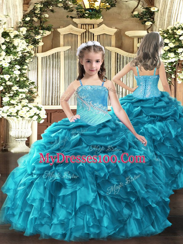 Shining Sleeveless Lace Up Floor Length Beading and Ruffles and Ruching and Pick Ups Vestidos de Quinceanera