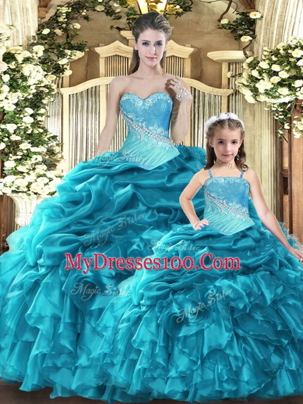 Shining Sleeveless Lace Up Floor Length Beading and Ruffles and Ruching and Pick Ups Vestidos de Quinceanera