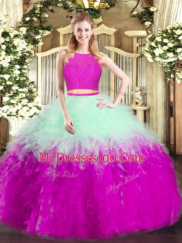 Dazzling Multi-color Sleeveless Ruffles Floor Length Sweet 16 Dresses