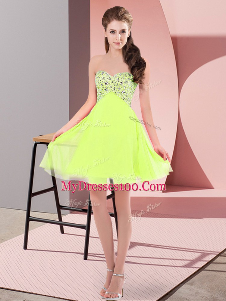 Chiffon Sleeveless Mini Length Prom Party Dress and Beading