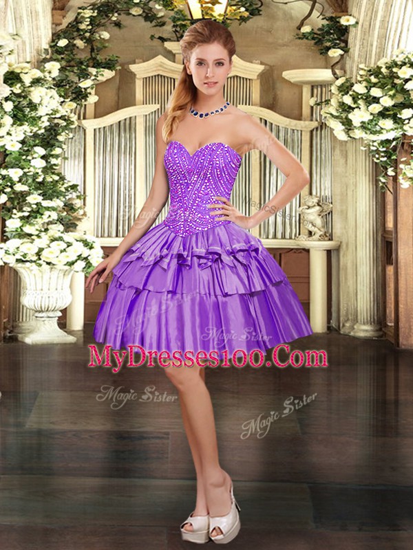 Affordable Sleeveless Lace Up Floor Length Beading and Ruffled Layers Ball Gown Prom Dress