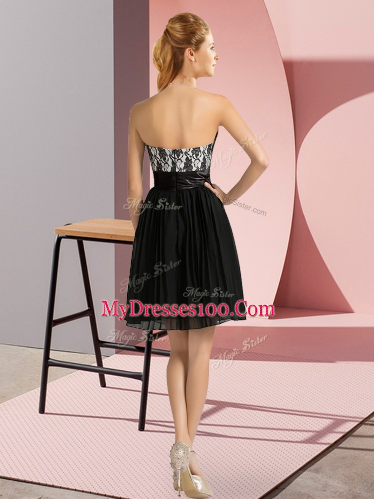Mini Length Purple Prom Dresses Chiffon Sleeveless Lace