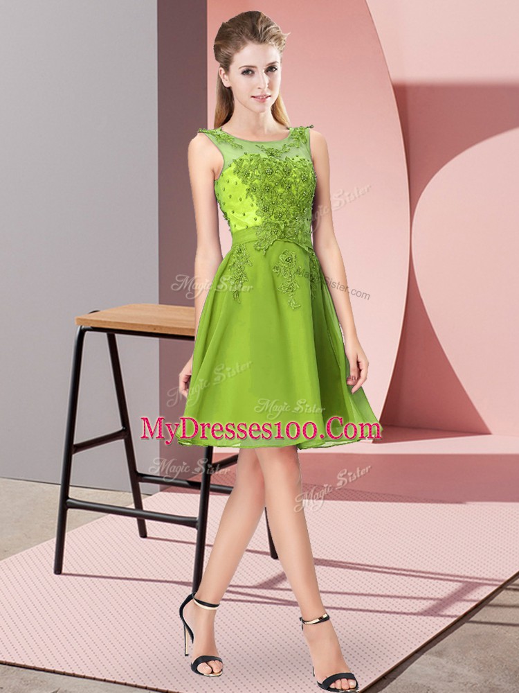 Inexpensive Zipper Court Dresses for Sweet 16 Appliques Sleeveless Knee Length