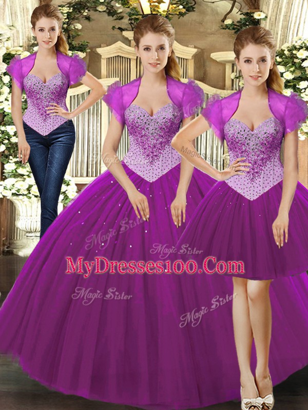 Spectacular Sleeveless Lace Up Floor Length Beading Quince Ball Gowns