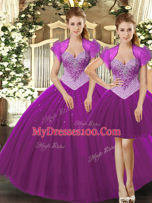 Spectacular Sleeveless Lace Up Floor Length Beading Quince Ball Gowns