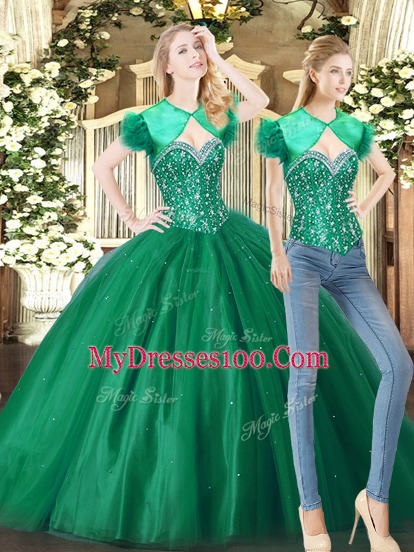 Inexpensive Sleeveless Beading Lace Up Quinceanera Dress