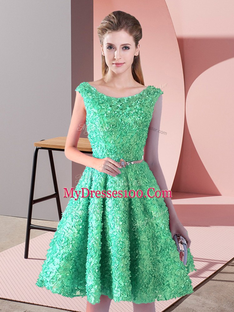 Perfect Turquoise Lace Up Junior Homecoming Dress Belt Sleeveless Knee Length