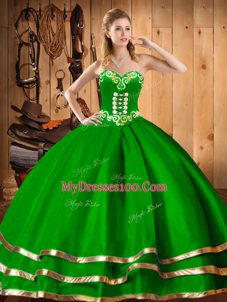 Dark Green Sleeveless Organza Lace Up Quinceanera Gowns for Military Ball and Sweet 16 and Quinceanera