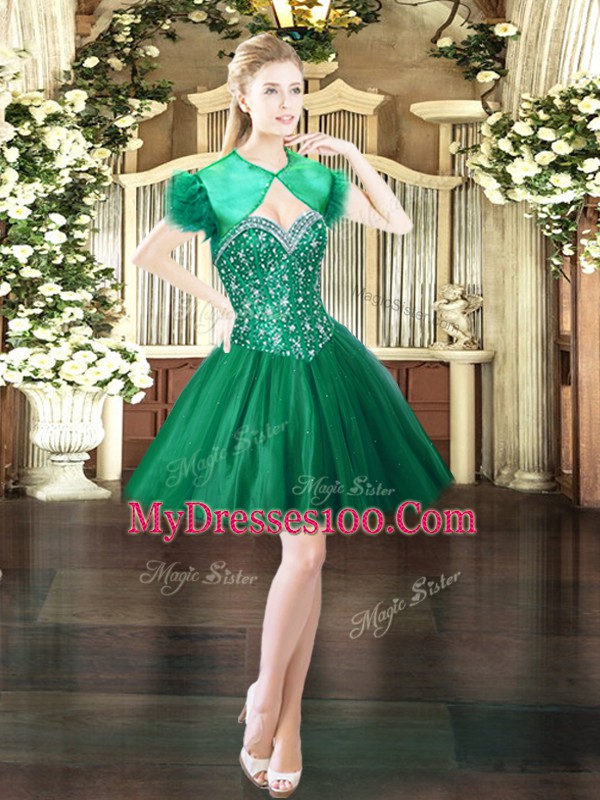 Flirting Beading Quince Ball Gowns Green Lace Up Sleeveless Floor Length