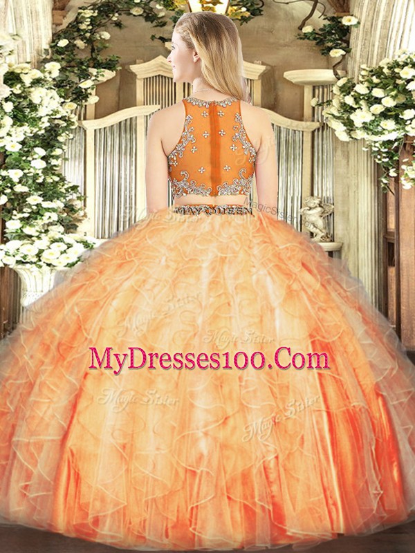 Adorable Scoop Sleeveless Zipper Sweet 16 Quinceanera Dress Fuchsia Tulle