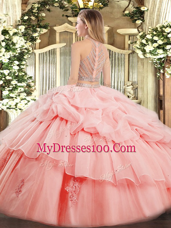 Glorious Tulle Sleeveless Floor Length Sweet 16 Quinceanera Dress and Ruffles