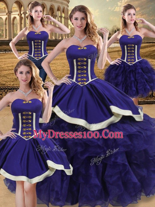 Satin Sleeveless Floor Length 15th Birthday Dress and Beading and Ruffles