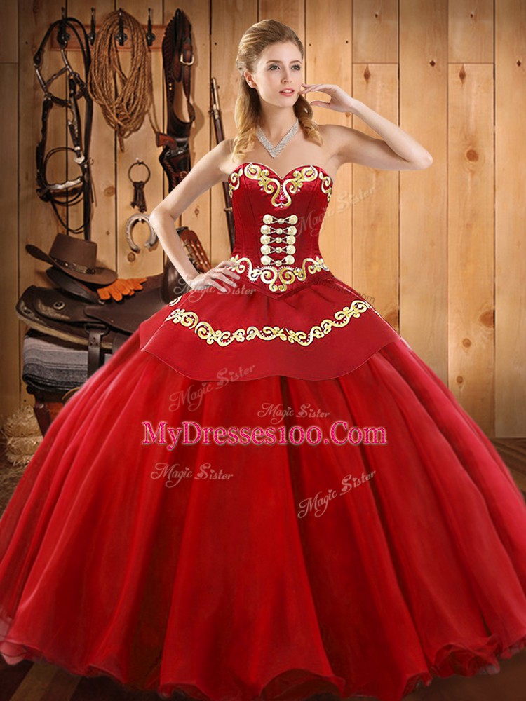 Fashion Red 15th Birthday Dress Military Ball and Sweet 16 and Quinceanera with Ruffles Sweetheart Sleeveless Lace Up