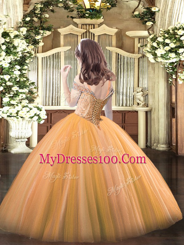 Low Price Baby Blue Lace Up Pageant Gowns For Girls Beading Sleeveless Floor Length