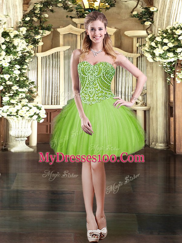 Prom and Party with Beading and Ruffles Sweetheart Sleeveless Lace Up