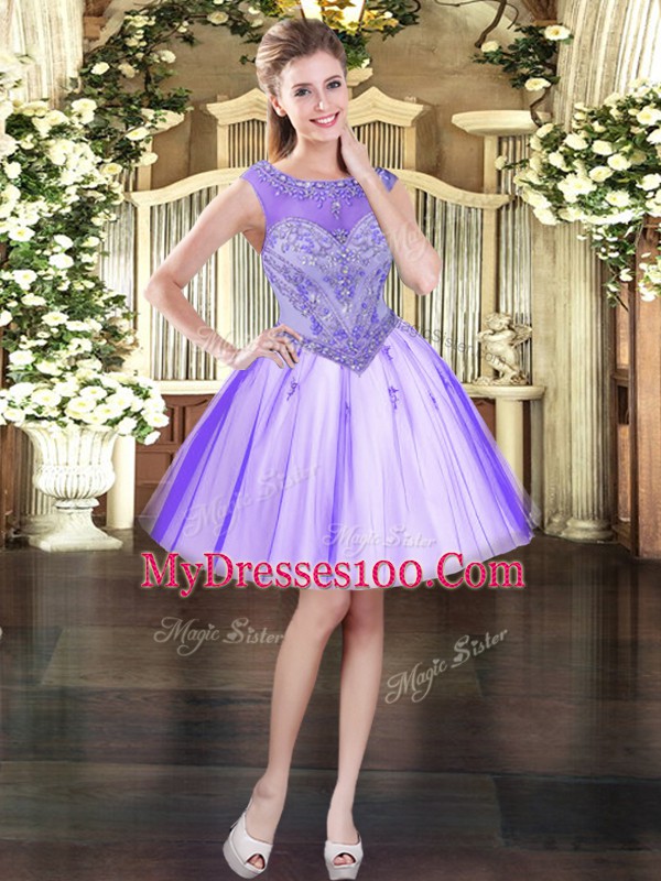 Low Price Lavender Sleeveless Beading Floor Length Quince Ball Gowns