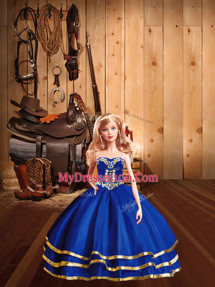 Sweetheart Sleeveless Lace Up Quinceanera Dress Blue Tulle