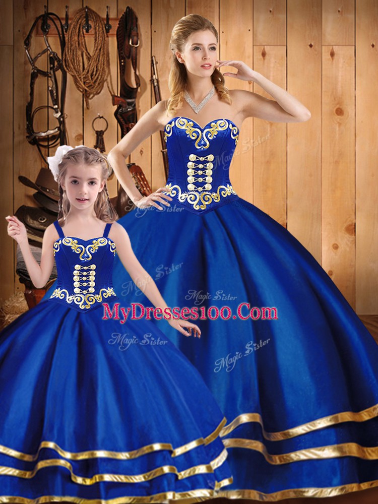Sweetheart Sleeveless Lace Up Quinceanera Dress Blue Tulle