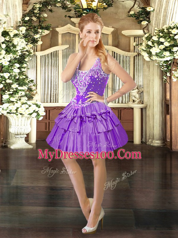 Ruffled Layers Quinceanera Gowns Eggplant Purple Lace Up Sleeveless Floor Length