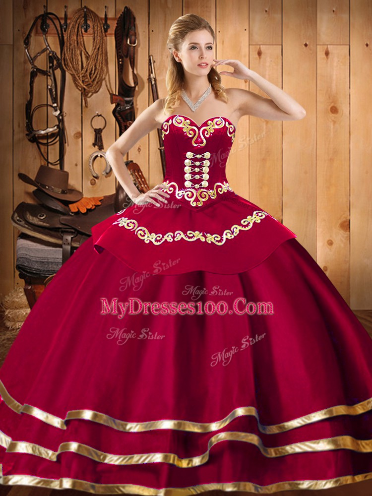 Red Sleeveless Organza Lace Up Sweet 16 Dresses for Military Ball and Sweet 16 and Quinceanera