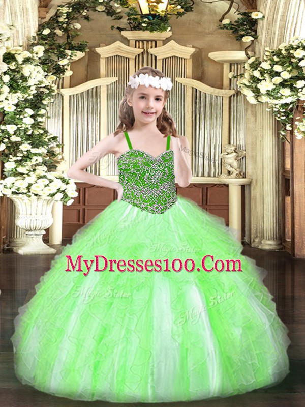Stylish Floor Length Lace Up Kids Formal Wear for Party and Quinceanera with Beading and Ruffles