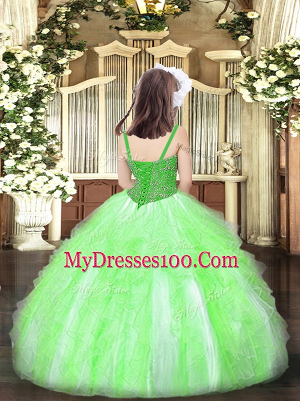 Stylish Floor Length Lace Up Kids Formal Wear for Party and Quinceanera with Beading and Ruffles