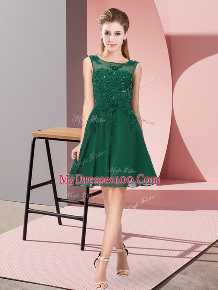 Charming Knee Length Empire Sleeveless Dark Green Quinceanera Court Dresses Zipper