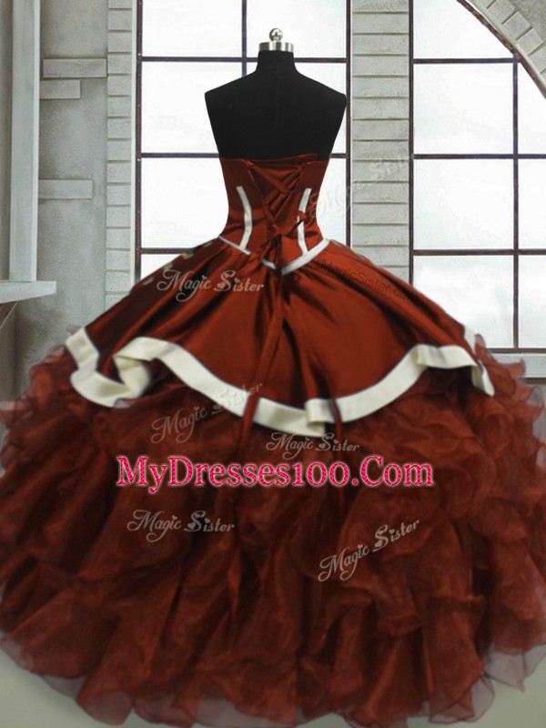 Nice Sleeveless Beading and Ruffles Lace Up Quinceanera Dress