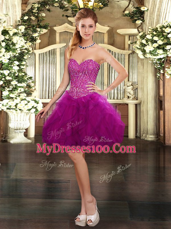 Best Floor Length Three Pieces Sleeveless Fuchsia Quinceanera Dresses Lace Up