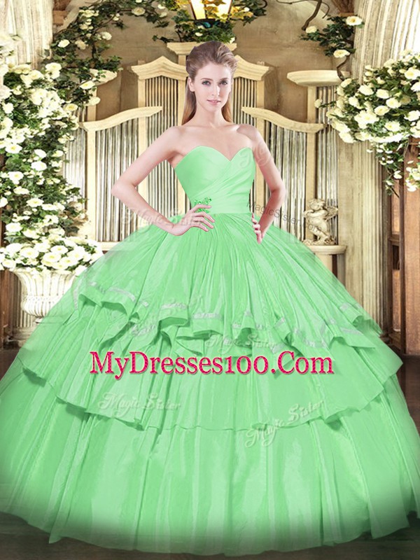 Vintage Sleeveless Lace Up Floor Length Beading and Ruffled Layers Sweet 16 Dress