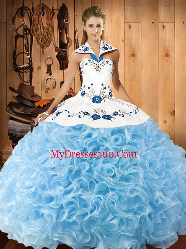 Enchanting Sleeveless Lace Up Floor Length Embroidery Sweet 16 Quinceanera Dress