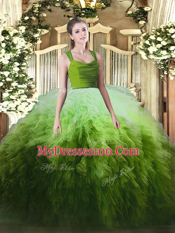 Amazing Sleeveless Ruffles Zipper Quinceanera Dresses