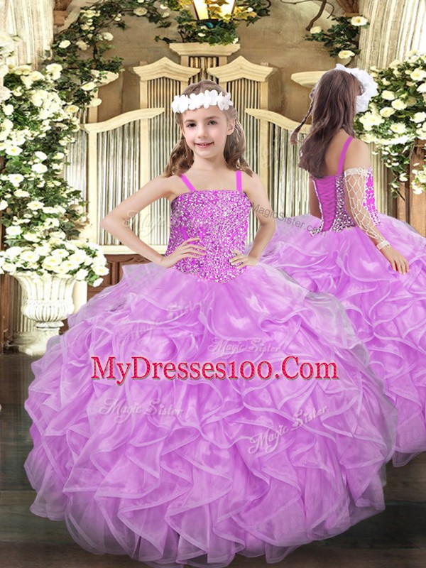 Fabulous Sweetheart Sleeveless Organza Vestidos de Quinceanera Beading and Ruffles Lace Up